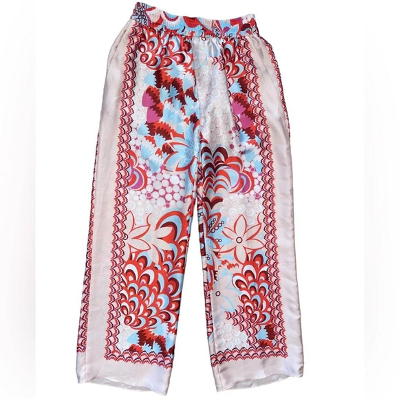 Zara Multicolored Flowy Patchwork Pants Trouser Size XS Boho Floral Lagenlook - Picture 1 of 5